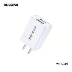 WK WP-U119 UPINE SERIES DUAL USB CHARGER ONLY (10W), Dual Charger, USB Charger
