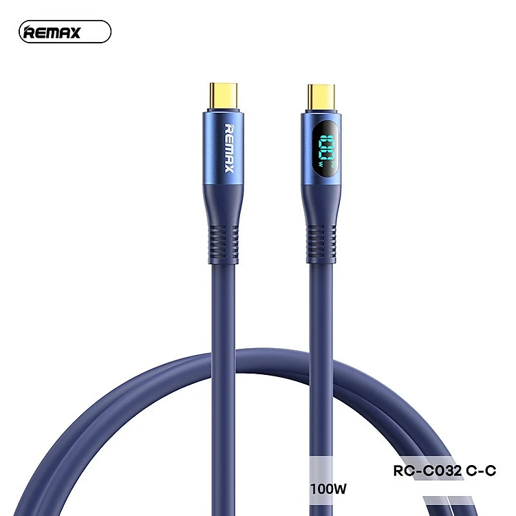 REMAX RC-C032 C-C ZISEE SERIES 100W ELASTIC DATA CABLE WITH DIGITAL DISPLAY TYPE-C TO TYPE-C