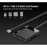 UGREEN CR125 USB 3.0 ALL IN ONE MULTIFUNCTION CARD READER (50CM)(USB 3.0 TO 4 IN 1), All in One Card Reader, Multifunction Card Reader