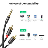 UGREEN 3.5MM MALE TO 2 RCA MALE CABLE 1.5M, Audio Cable, Cable, RCA Cable, 3.5mm Male Cable, 3.5MM MALE TO 2 RCA MALE CABLE 1.5M