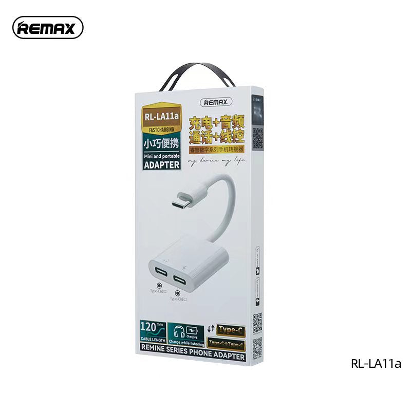 REMAX RL-LA11A REMINE SERIES PHONE ADAPTER DUAL TYPE-C (120MM), Type-C Adapter