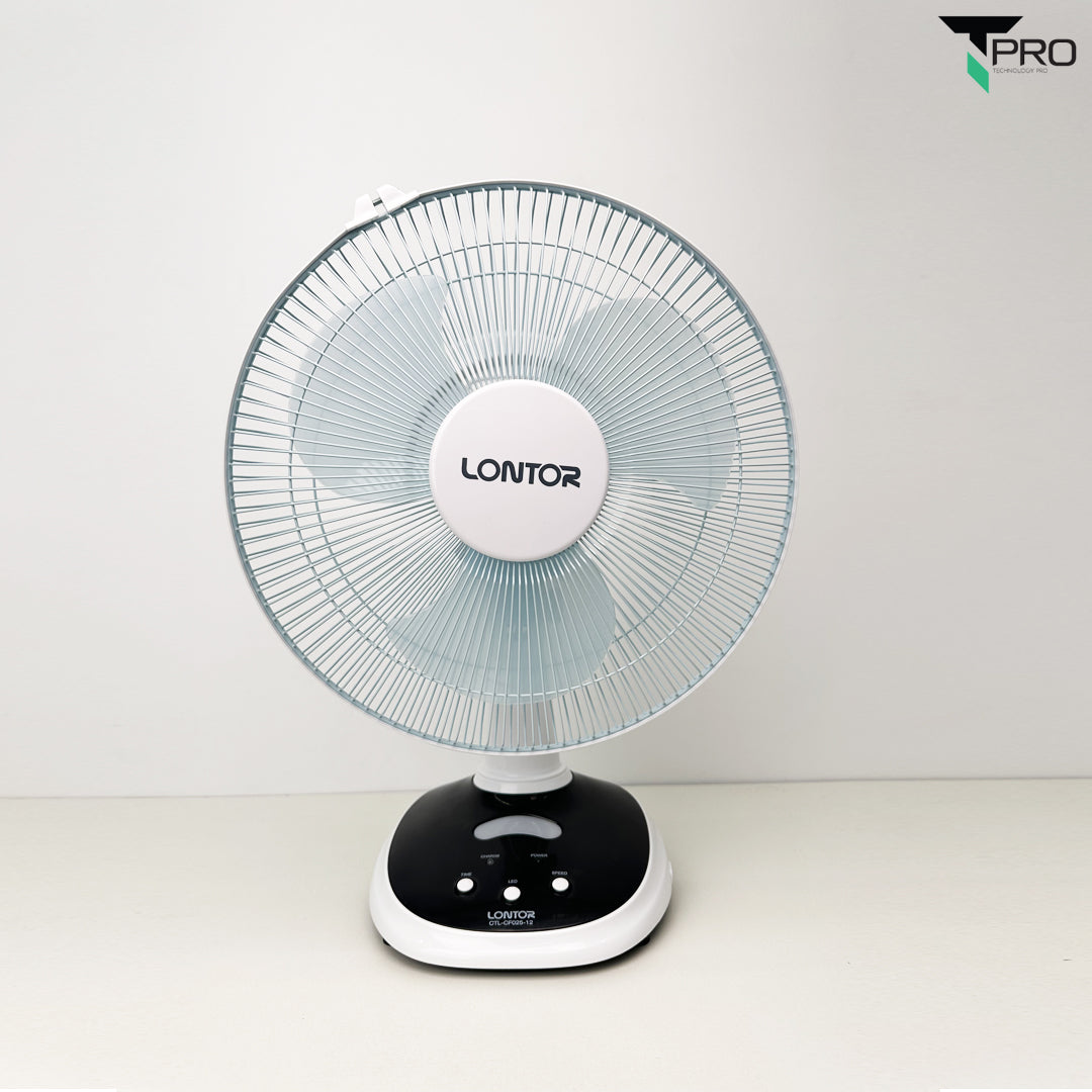 T PRO CTL-CF025-12 12" LONTOR RECHARGEABLE TABLE FAN WITH SOLA CHARGE