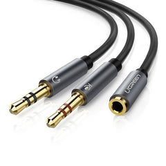 UGREEN AV140 3.5mm Female to 2 Male Audio Cable ABS Case - Black