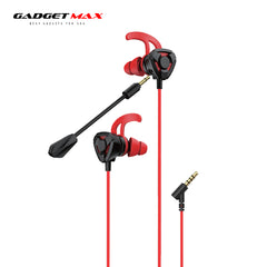 GADGET MAX GM22 3.5MM GAMING WIRED EARPHONE WITH MIC (1.2M) - BLACK & RED