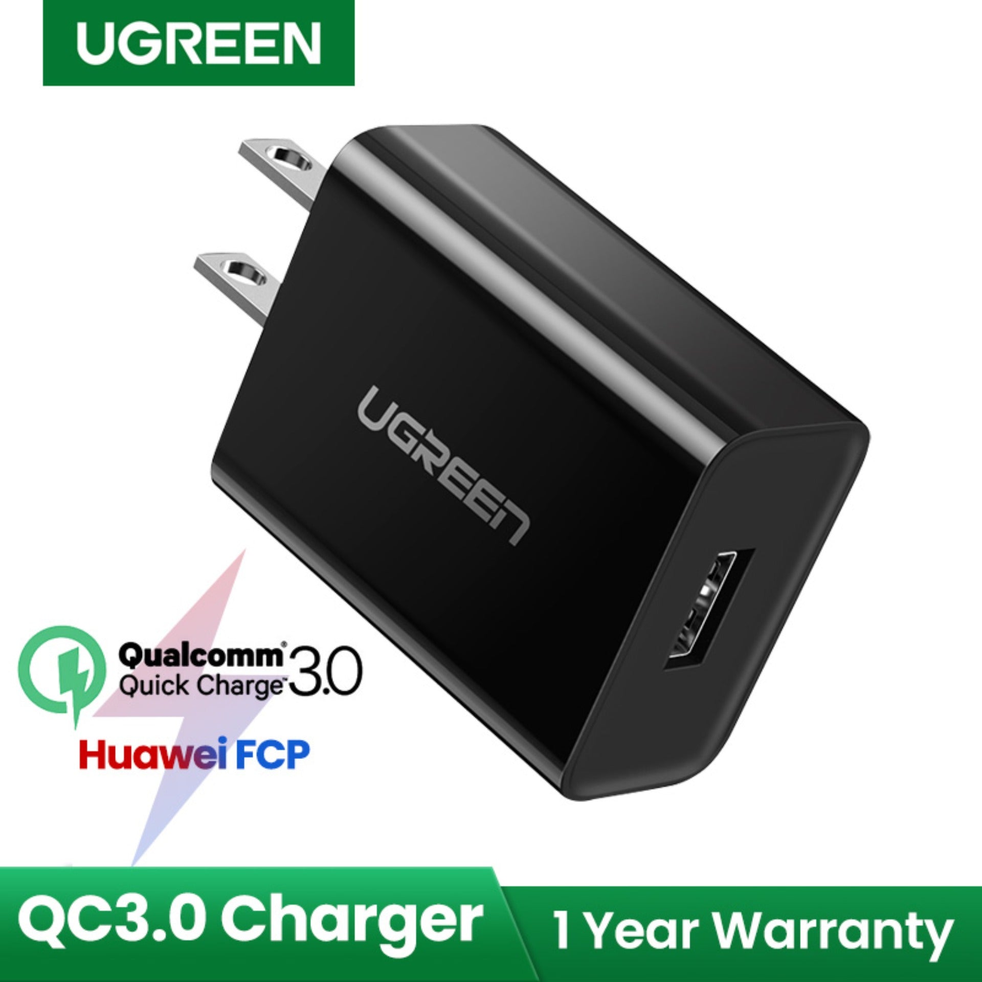 UGREEN USB CHARGER ONLY 18W QC3.0 ,USB C Power Adapter,Travel Charger, Charger , USB Phone Charger , Mobile Phone Charger , Smart Phone Charger , Andriod Phone Charger , Muti port usb charger , quick charger , fast charger  ,  wall charger , pd Charger
