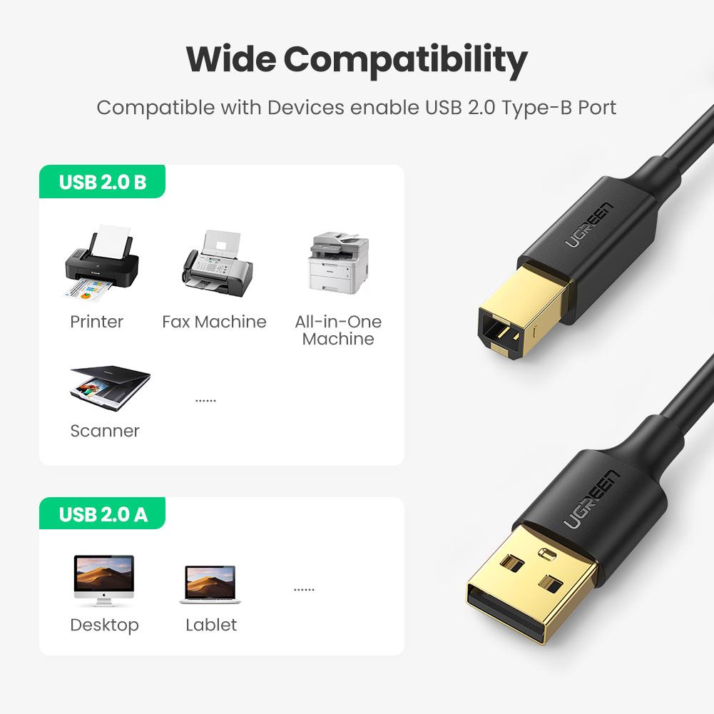 Ugreen US135 USB 2.0 AM to BM Print Cable (1.5M)