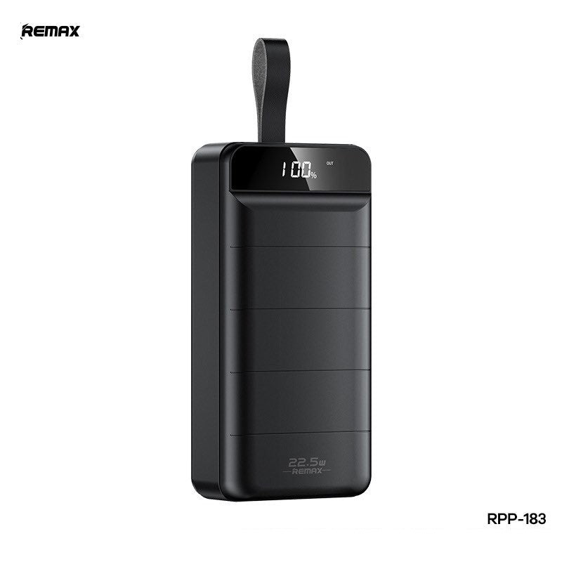 Remax RPP-185 50000mAh Leader Series Fast Charging LED Display Power Bank (OUTPUT-3USB/INPUT-MICRO,TYPE C,IPH) (2A MAX) (185WH) - Black