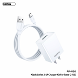 REMAX RP-U95 (TYPE-C) KIDDY SERIES 2.4A TRAVEL CHARGER SET (1M)