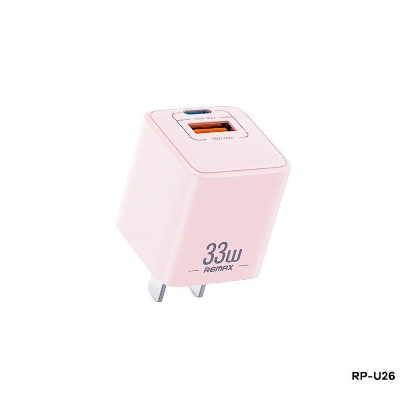 REMAX RP-U26 BATT SERIES 33W PD+QC MULTI-COMPATIBLE  FAST CHARGER CN(1 USB/1 TYPE-C), 33W Charger, PD+QC Charger, Fast Charger