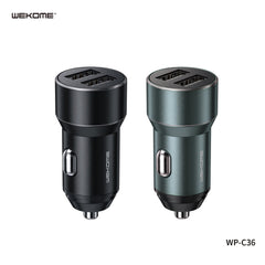 WEKOME WP-C36 DUAL-PORT USB WITH 3.1A FAST CAR CHARGER, Car Charger, Dual-Port USB Car Charger.