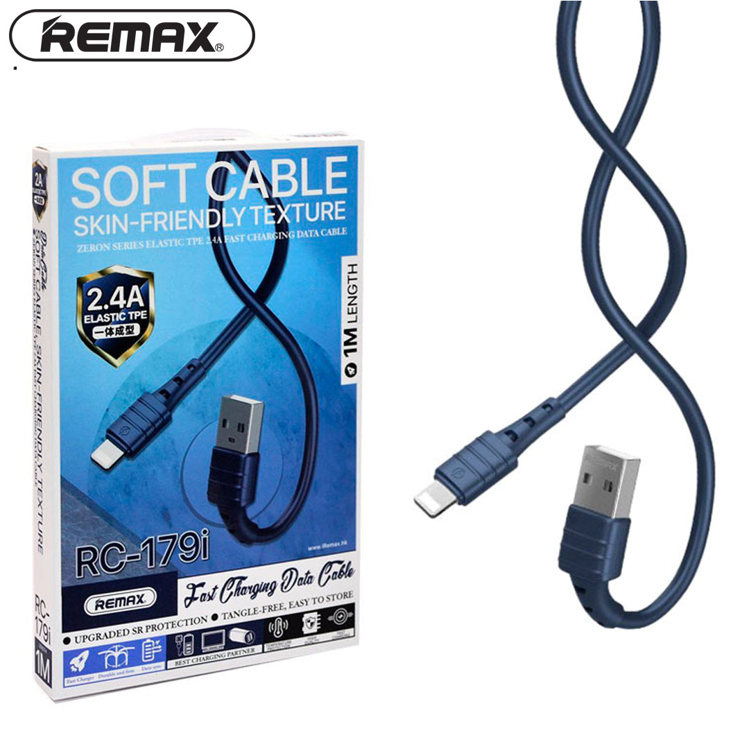 REMAX RC-179i ZERON SERIES ELASTIC TPE 2.4A FAST CHARGING DATA CABLE FOR IPHONE(1M)