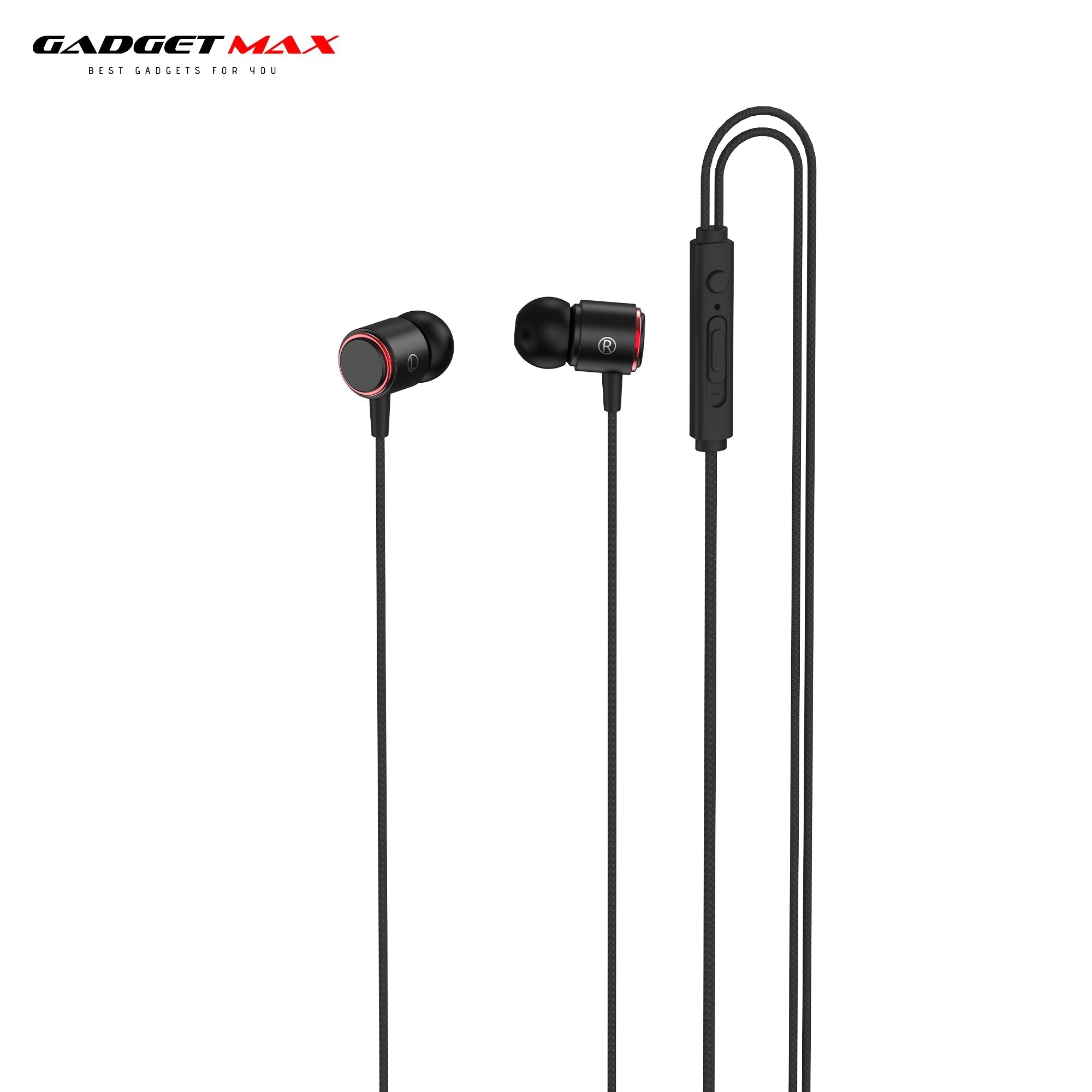 GADGET MAX X-PRO STEREO BASS  3.5MM EARPHONE WIRED CONTROL EARPHONE (3.5MM) - BLACK