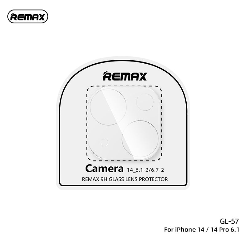 REMAX GL-57 IPH 14 6.1 INCHES /14 MAX 6.7 INCHES/ IPH 14 6.1 INCHES /14 MAX 6.7 INCHES SINO SERIES PHONE LENS TEMPERED GLASS SCREEN PROTECTOR FOR IPH 14 (6.1") /14 MAX (6.7")/ IPH 14 PRO (6.1") /14 PRO MAX (6.7") (3 LENS)