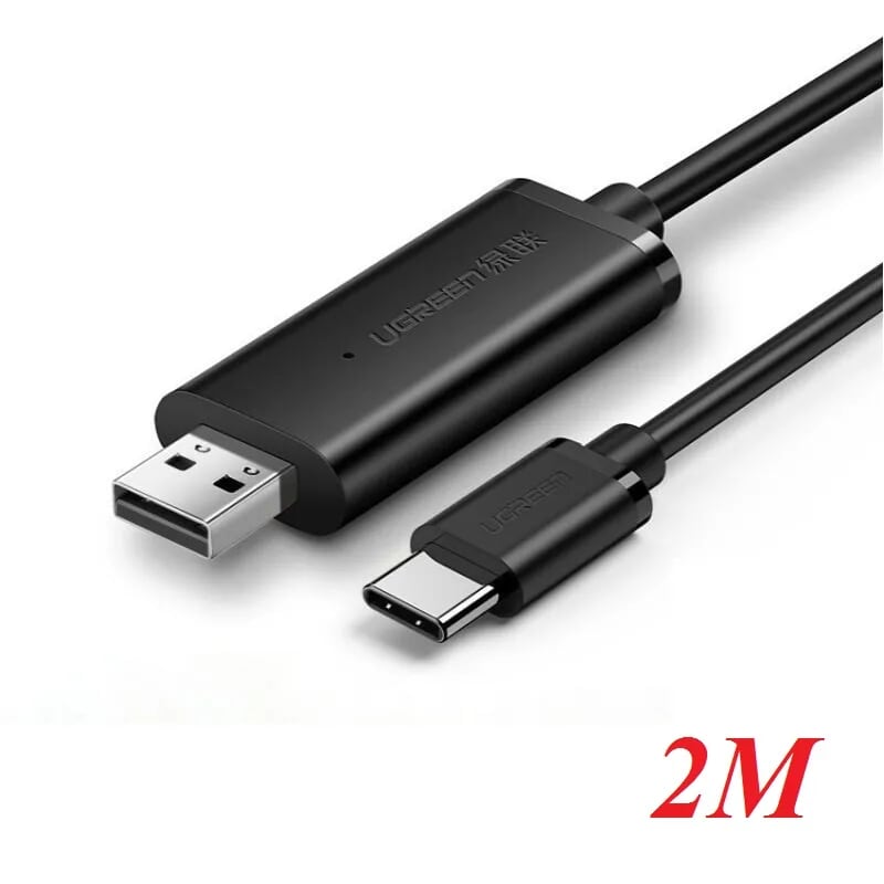 Ugreen US318 USB-A Male to USB-C Male 2.0 Data Link Cable Nickel Plated Connector Round Cable (Computer to Computer Data Link Cable)(2M)