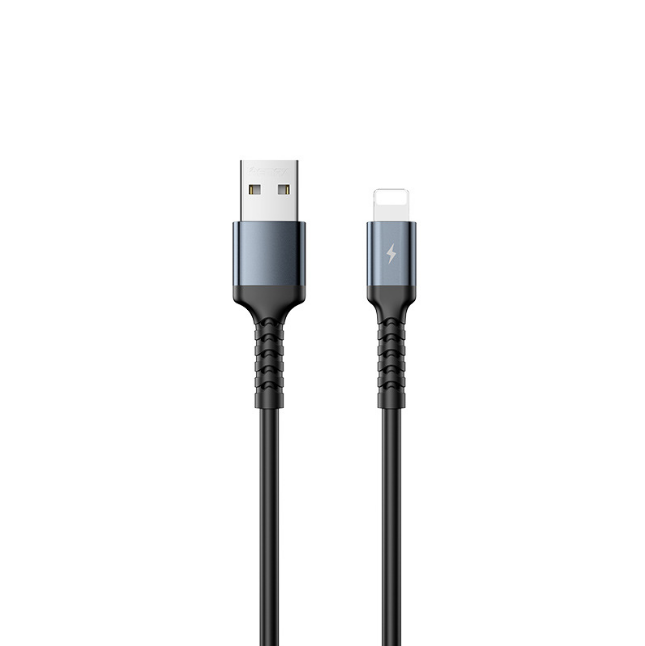 REMAX RC-C008 A-L KAYLA 2 SERIES 2.4A ELASTIC ALUMINUM DATA CABLE FOR IPH (1M), iPhone Cable, Data Cable, iPhone Charging Cable