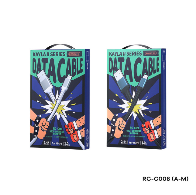 REMAX RC-C008 A-M KAYLA 2 SERIES 2.4A ELASTIC ALUMINUM DATA CABLE FOR MICRO (1M), Micro Cable, Data Cable, Charging Cable