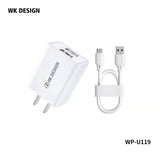 WK WP-U119 (MICRO) UPINE SERIES DUAL USB SET CHARGER FOR MICRO (1M)(10W)(2A), Micro Charger Set, Android Charger Set, Charger Set for Micro